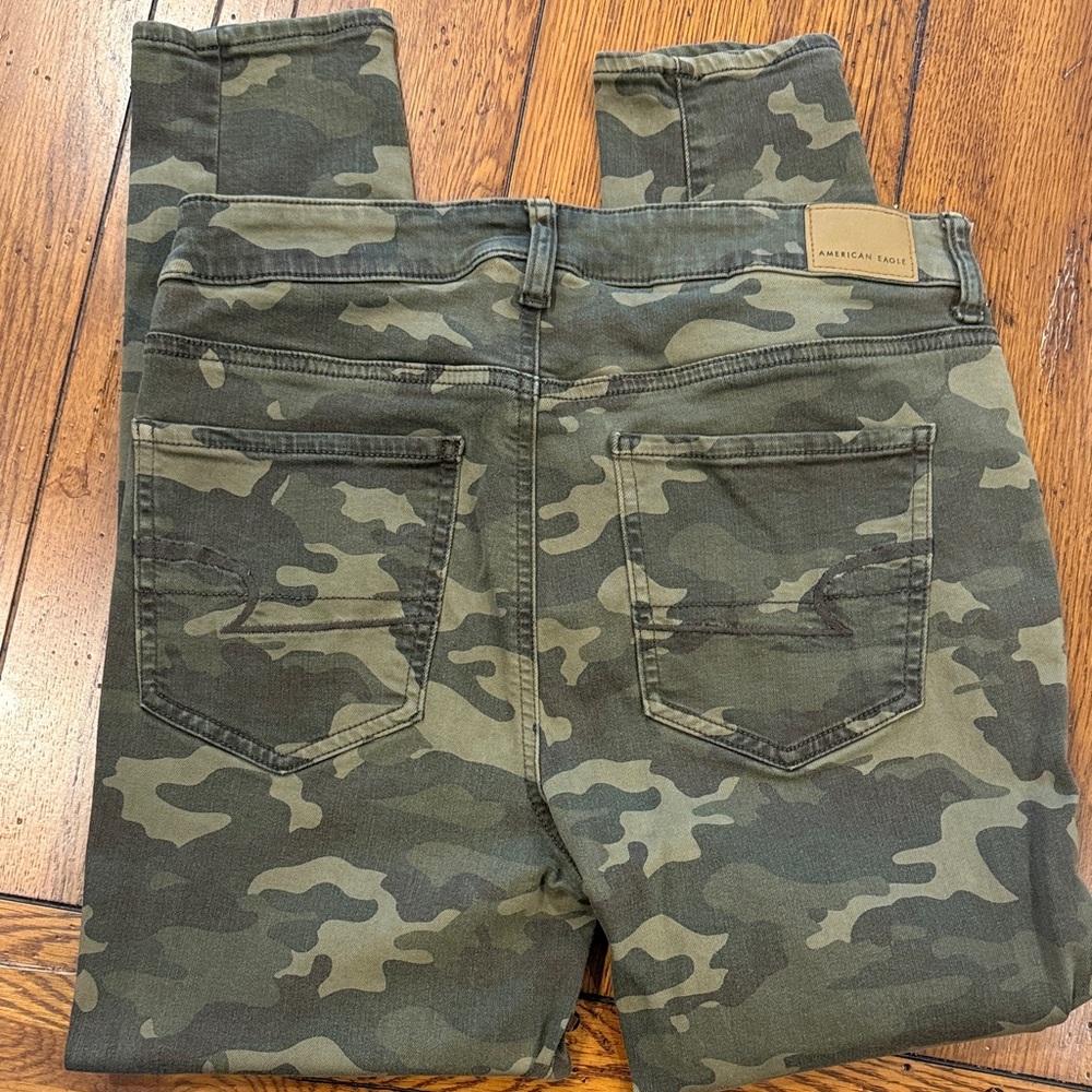 American Eagle Green Camouflage Jegging  Size 10 Moto Grunge Indie Festival - Picture 3 of 5